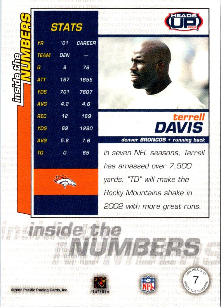 2002 Pacific Heads Up Inside the Numbers Terrell Davis