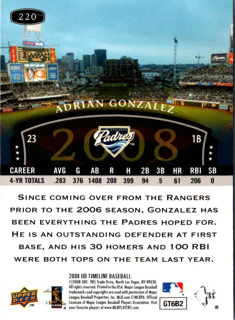 2008 Upper Deck Timeline Adrian Gonzalez