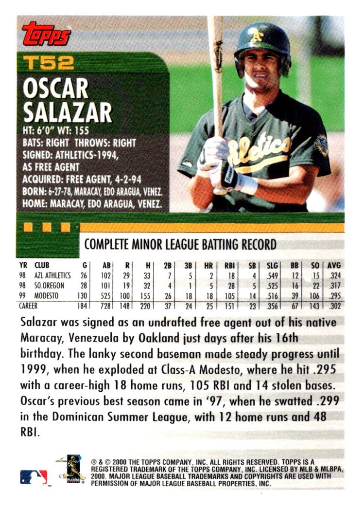 2000 Topps Chrome Traded & Rookies Oscar Salazar