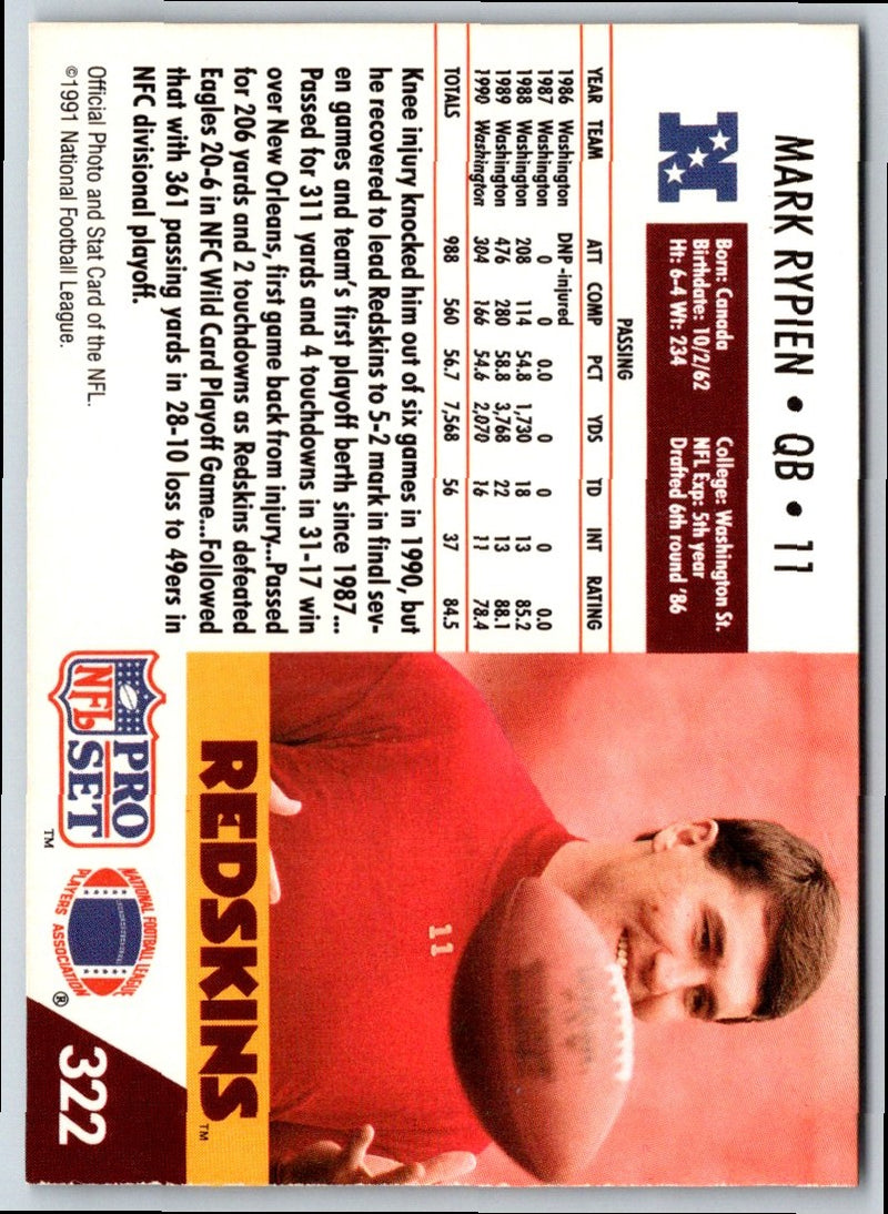 1992 Pro Set Power Mark Rypien