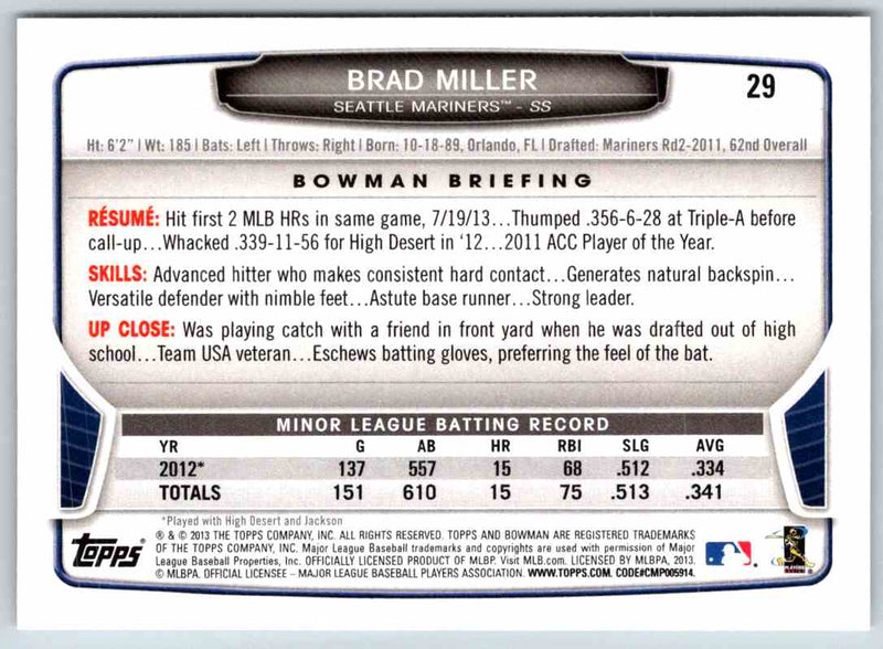 2013 Bowman Brad Miller