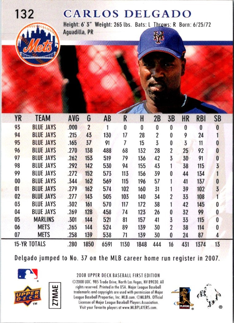 2008 Upper Deck First Edition Carlos Delgado