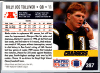 1991 Pro Set Billy Joe Tolliver #287