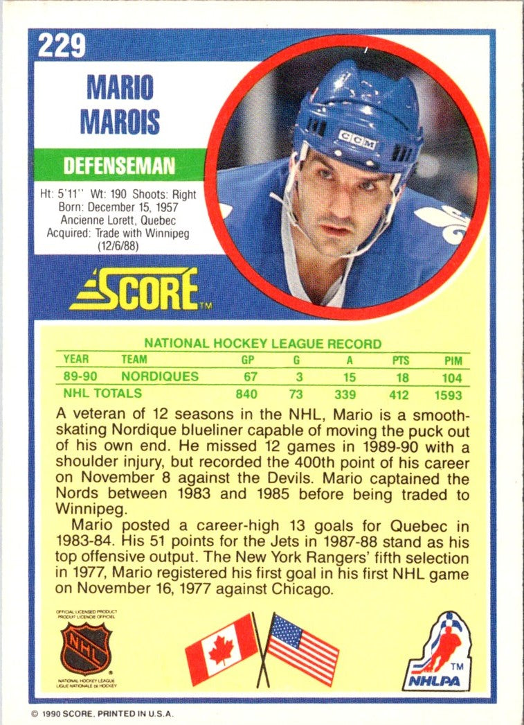 1990 Score Mario Marois