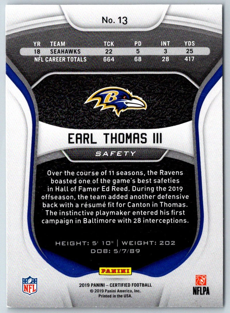 2018 Panini Certified Earl Thomas III