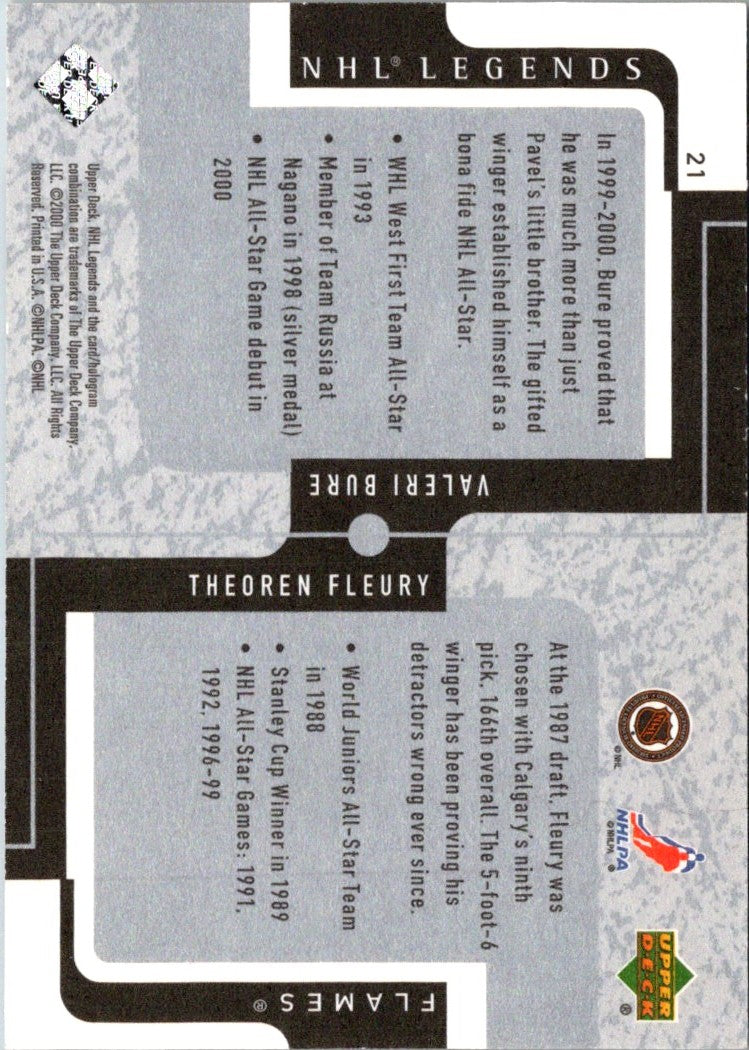 2000 Upper Deck Legends Theo Fleury/Valeri Bure