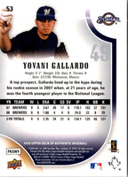 2008 Upper Deck Yovani Gallardo #53