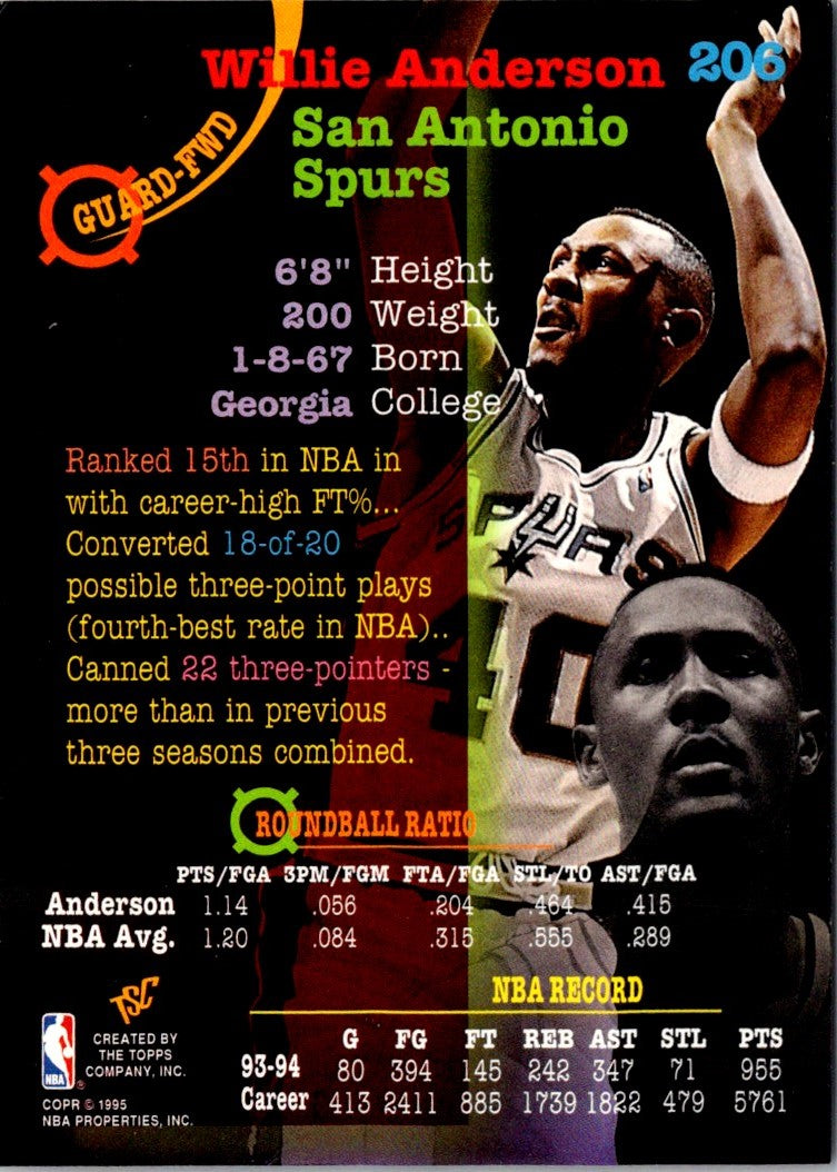 1994 Stadium Club Super Teams NBA Finals Willie Anderson