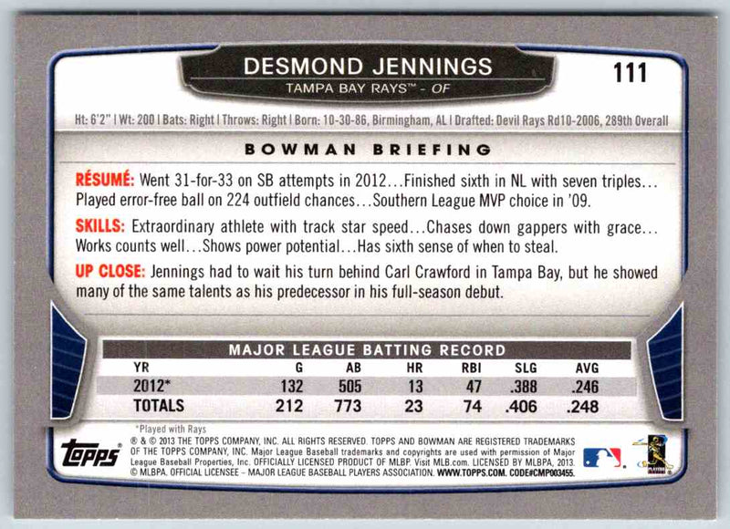 2013 Bowman Desmond Jennings