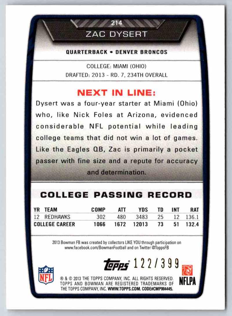 2011 Topps Football Zac Dysert