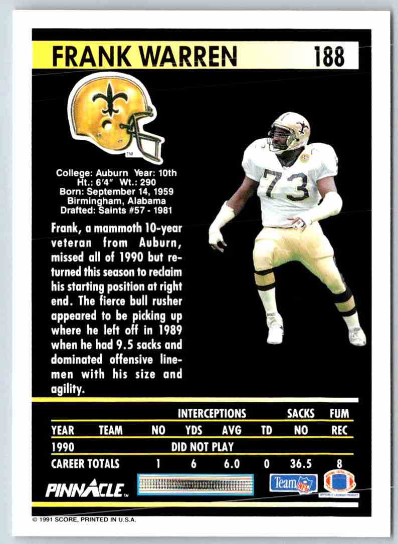 1991 Pinnacle Frank Warren
