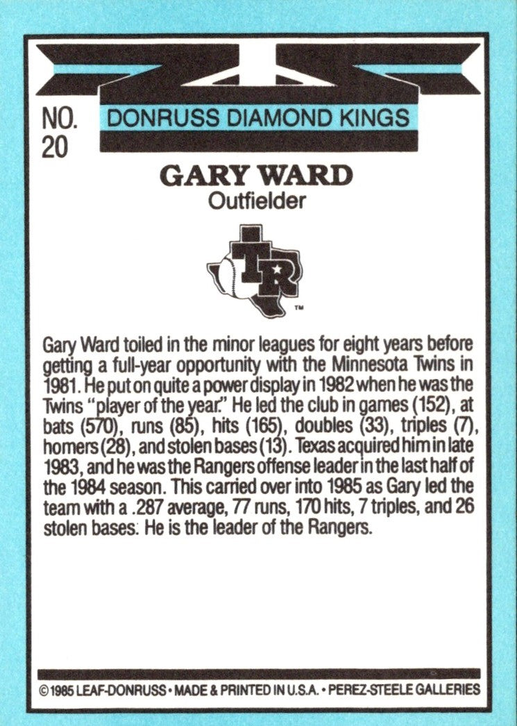 1986 Diamond Kings Gary Ward