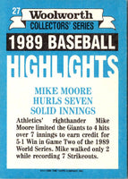 1990 Topps Woolworth Baseball Highlights Mike Moore #27
