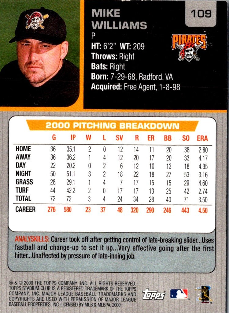 2001 Stadium Club Mike Williams