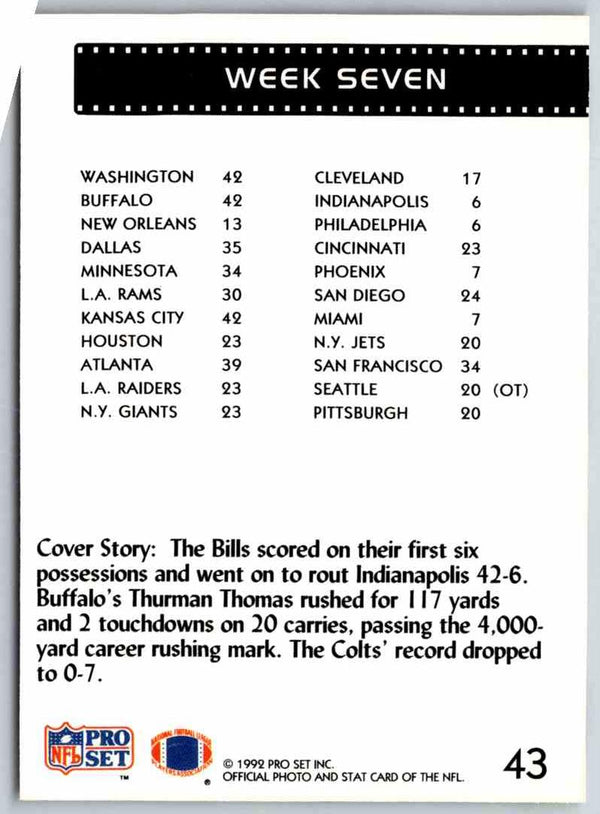 1992 Proset Thurman Thomas #43