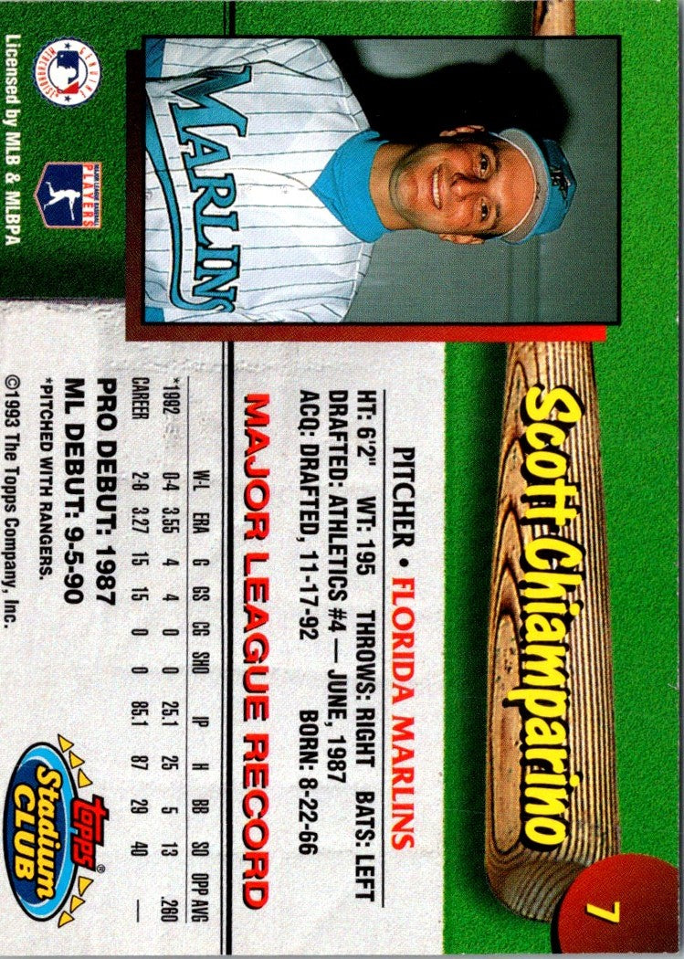 1993 Stadium Club Florida Marlins Scott Chiamparino