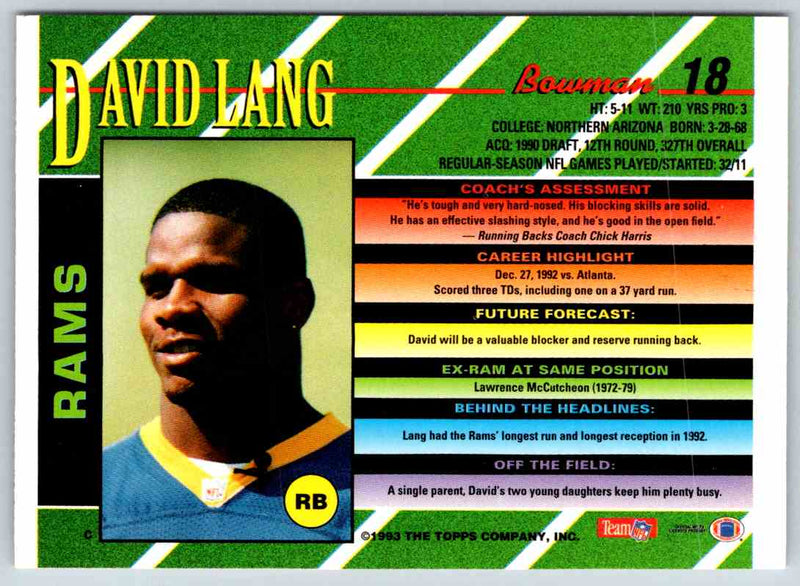 1993 Bowman Football David Lang