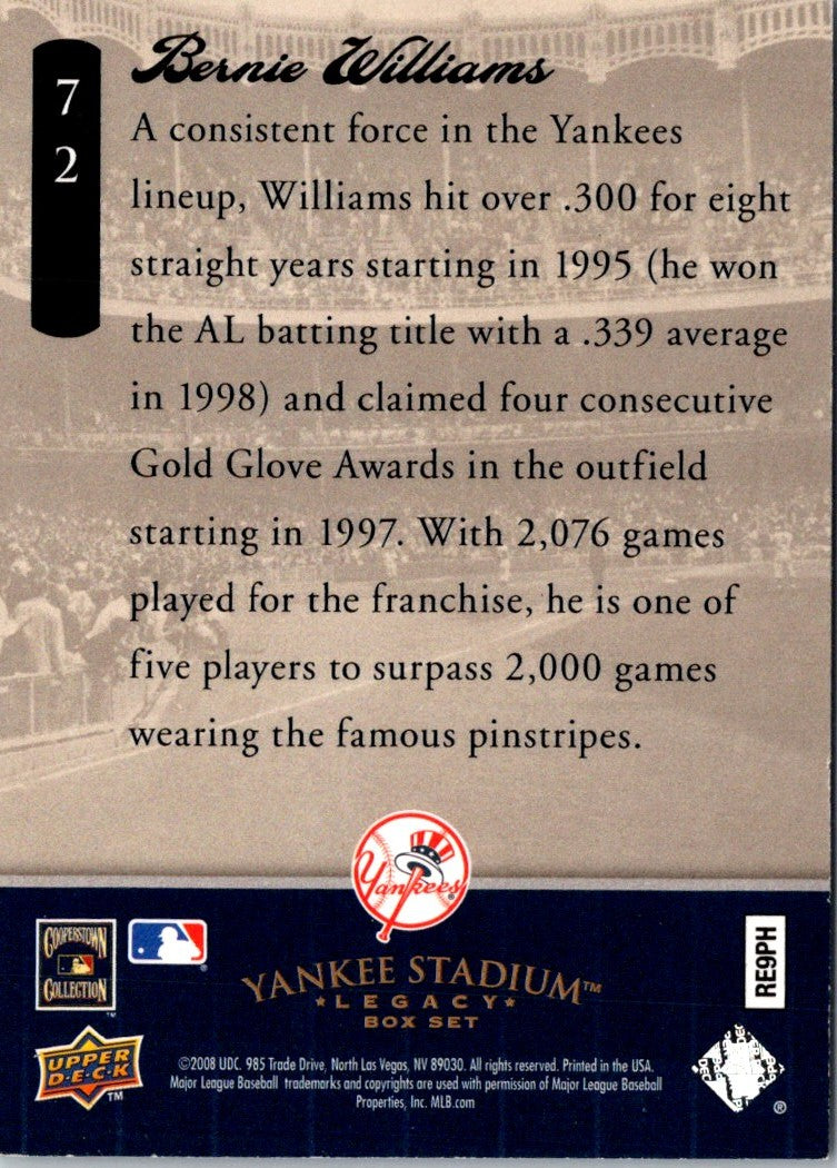 2008 Upper Deck Yankee Stadium Box Set Bernie Williams