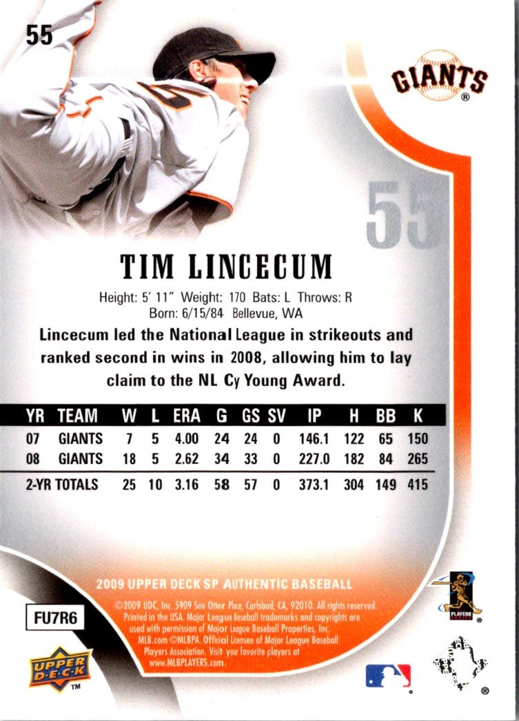 2009 SP Authentic Tim Lincecum