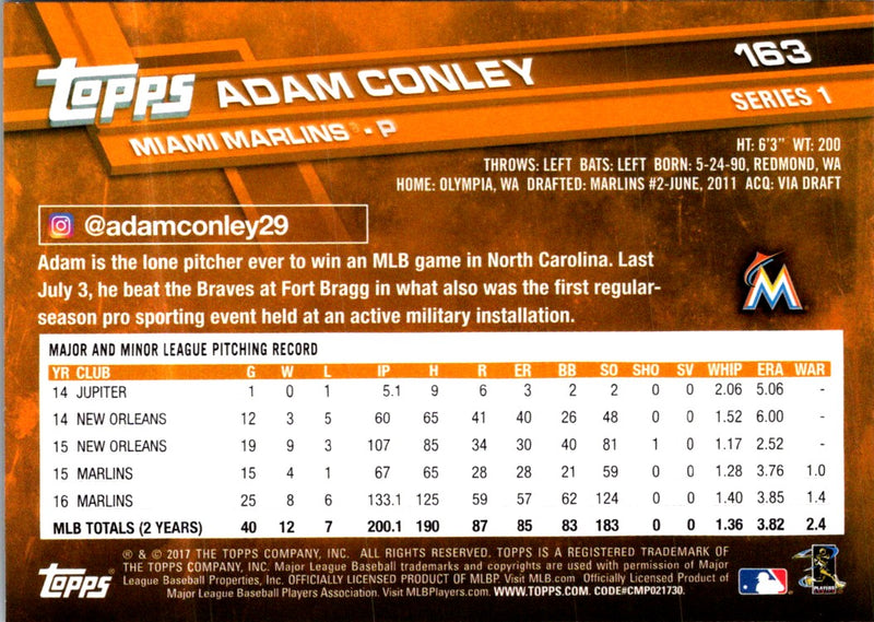 2017 Topps Adam Conley