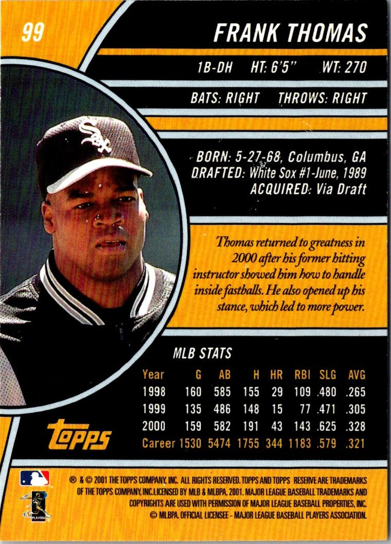 2001 Topps Reserve Frank Thomas