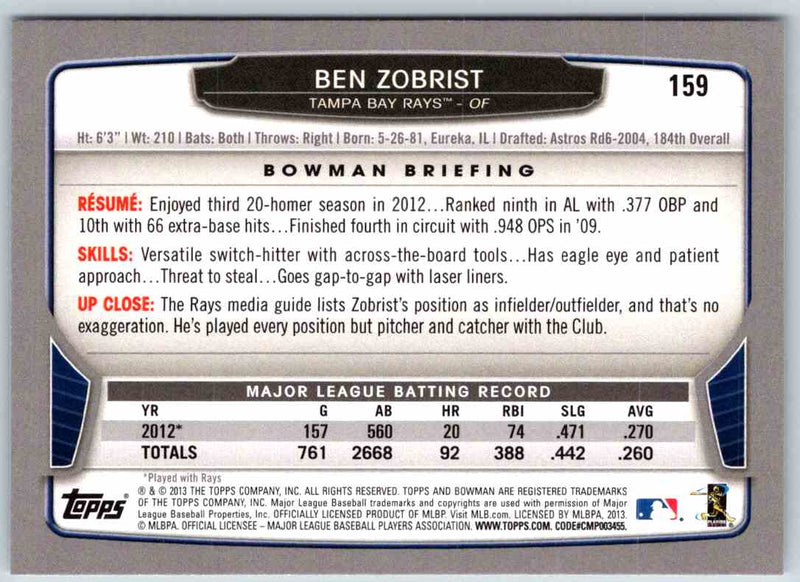 2013 Bowman Ben Zobrist