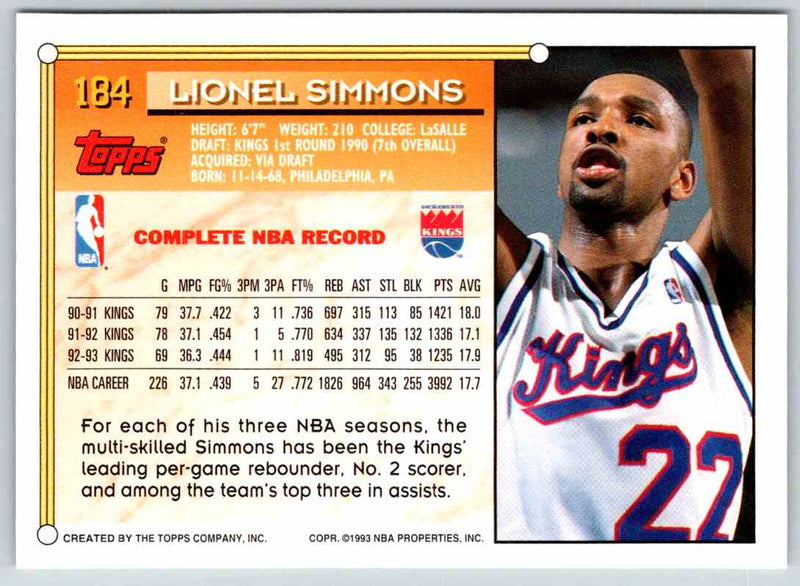 1993 Topps Lionel Simmons