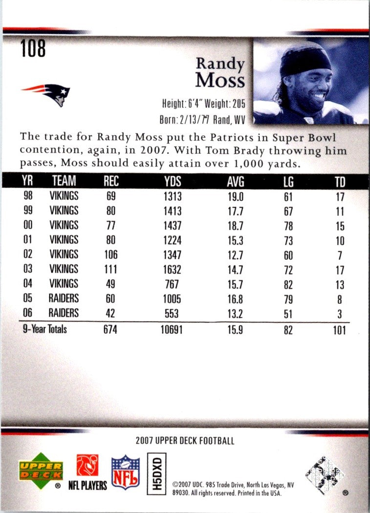 2007 Upper Deck Randy Moss