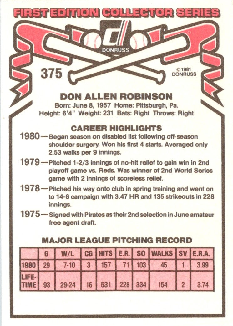 1981 Donruss Don Robinson