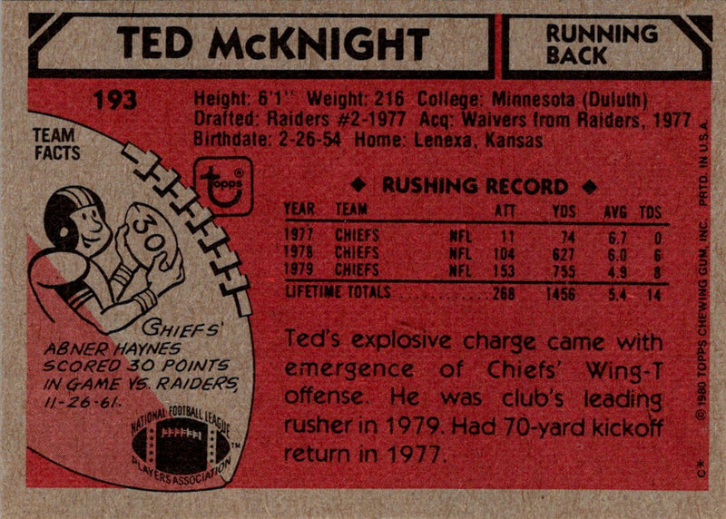 1980 Topps Ted McKnight