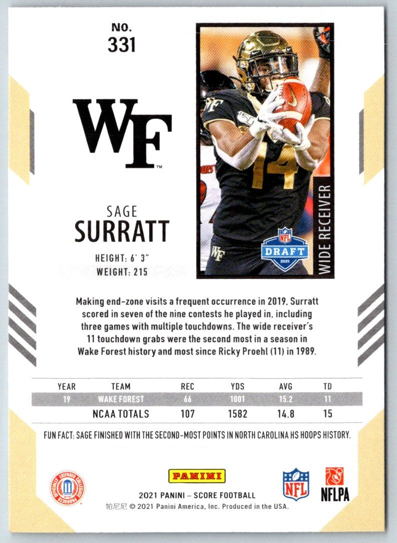 2021 Score Scorecard Sage Surratt