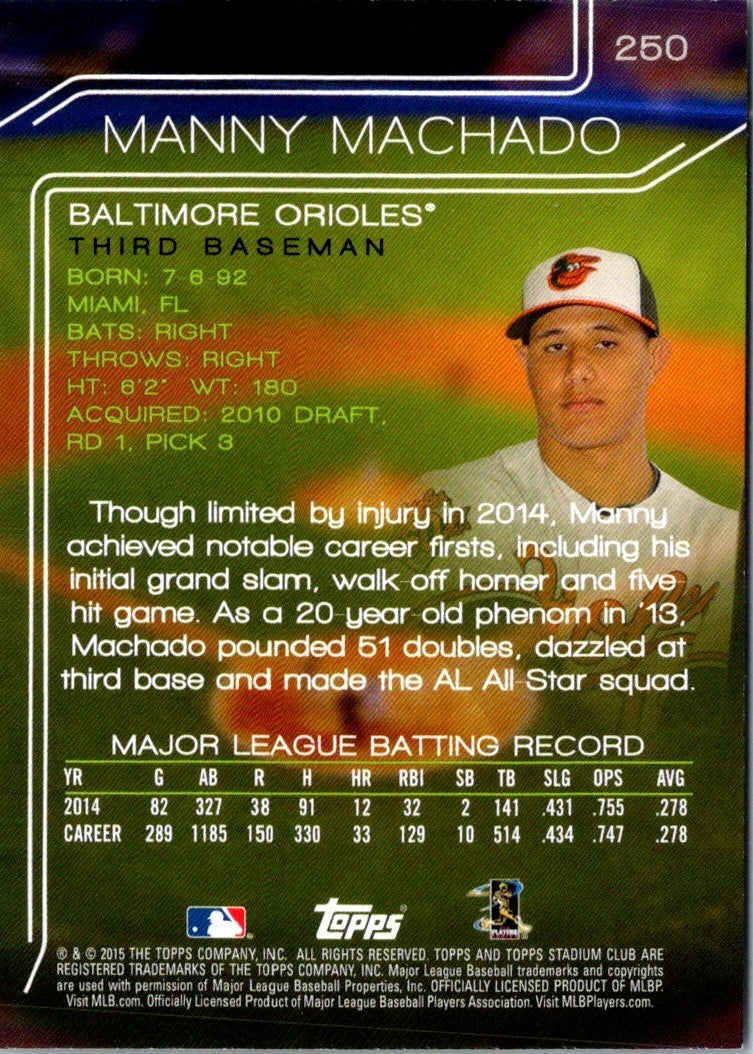 2015 Stadium Club Manny Machado