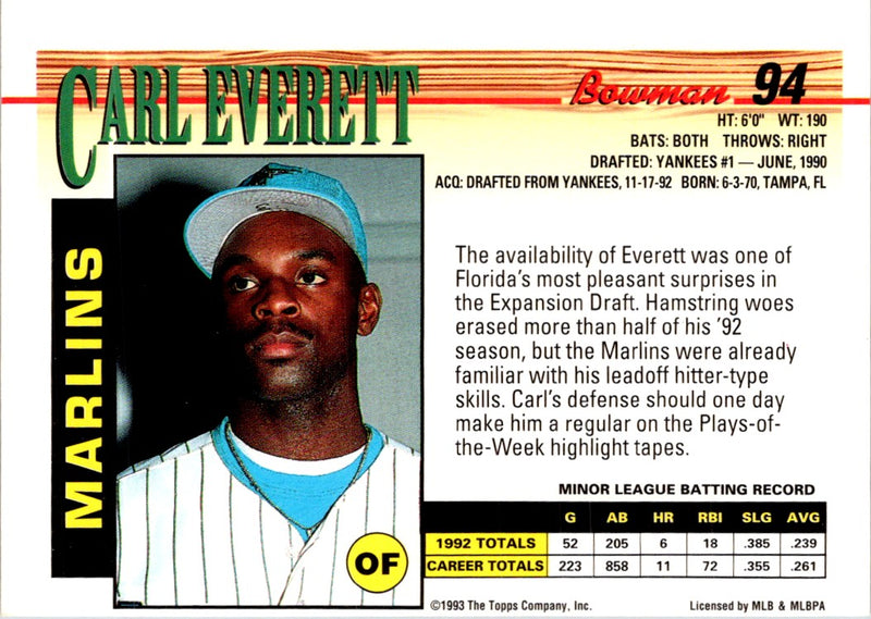 1993 Bowman Carl Everett