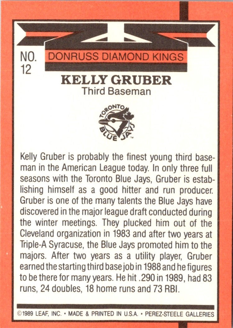 1989 Donruss Kelly Gruber