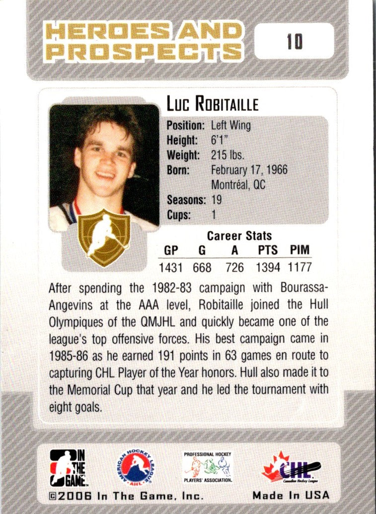 2006 In The Game Heroes and Prospects Luc Robitaille