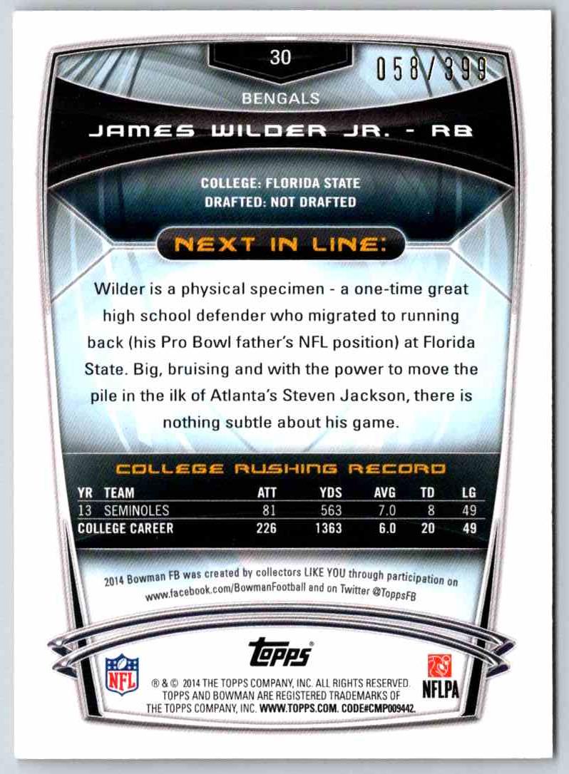 2014 Bowman Football James Wilder