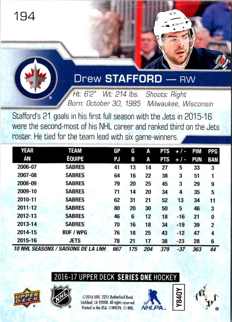 2016 Upper Deck Drew Stafford