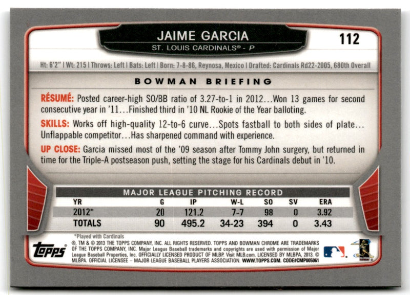 2013 Bowman Chrome Jaime Garcia