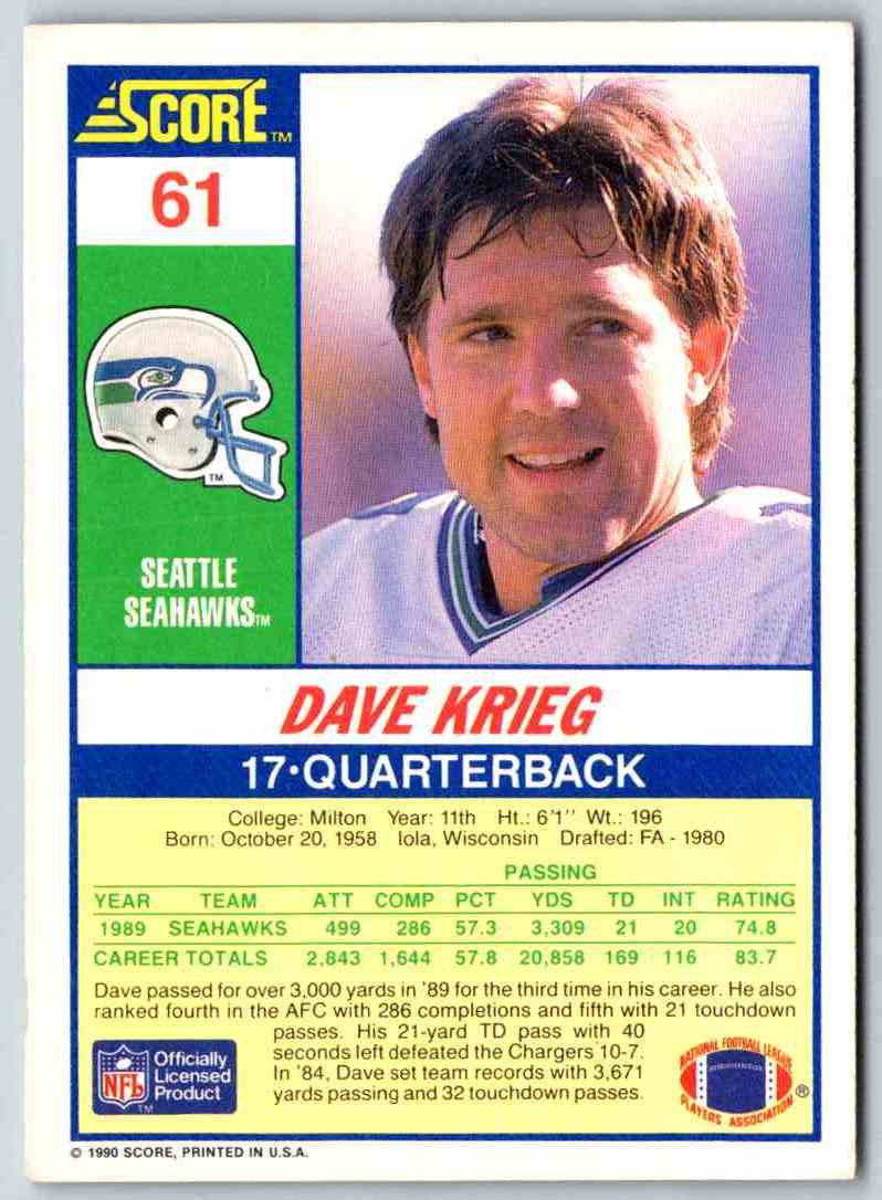 1990 Score Dave Krieg