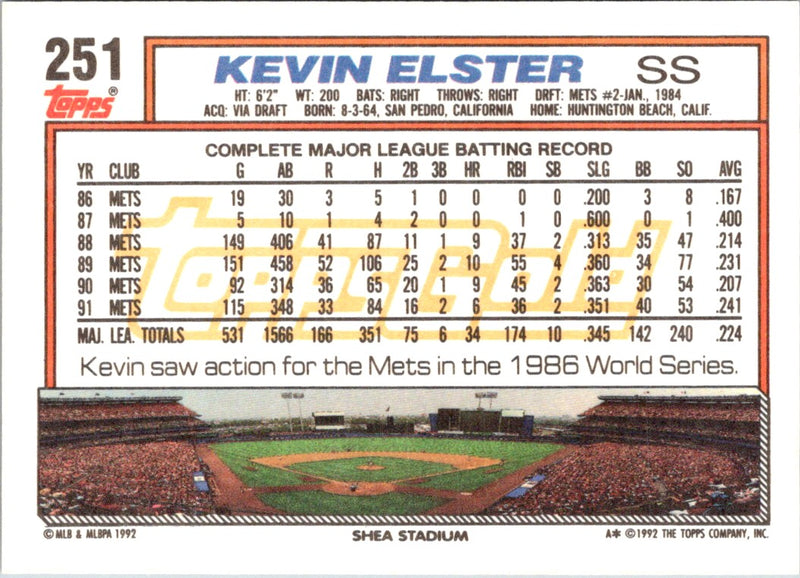 1992 Topps Kevin Elster