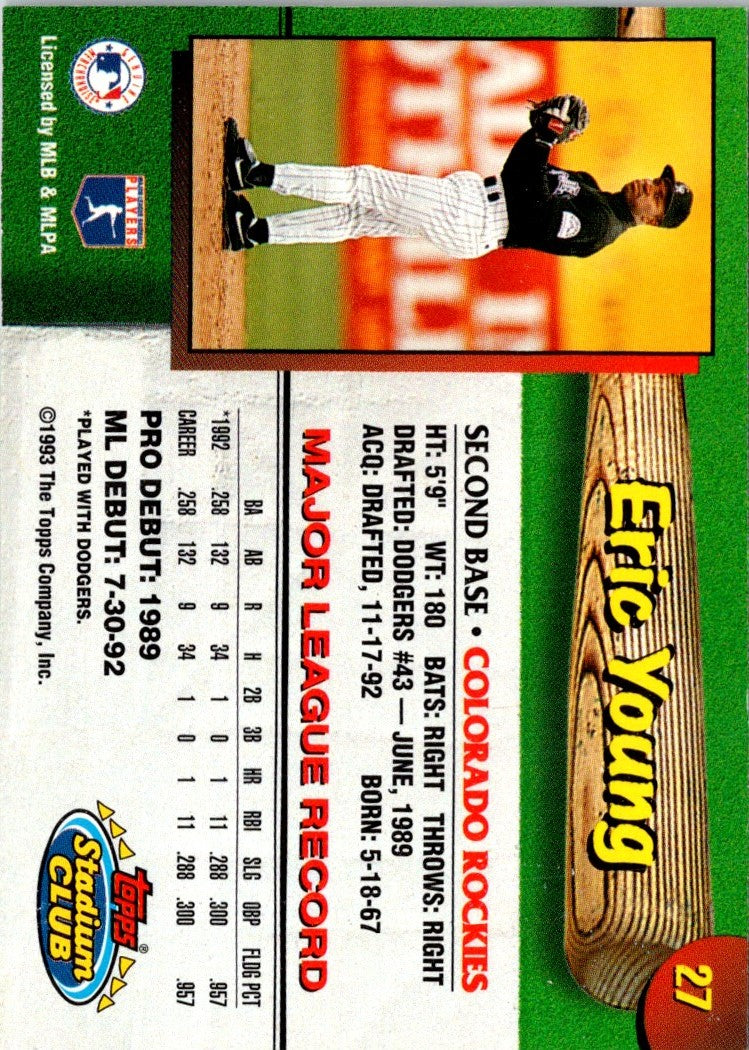 1993 Stadium Club Colorado Rockies Eric Young