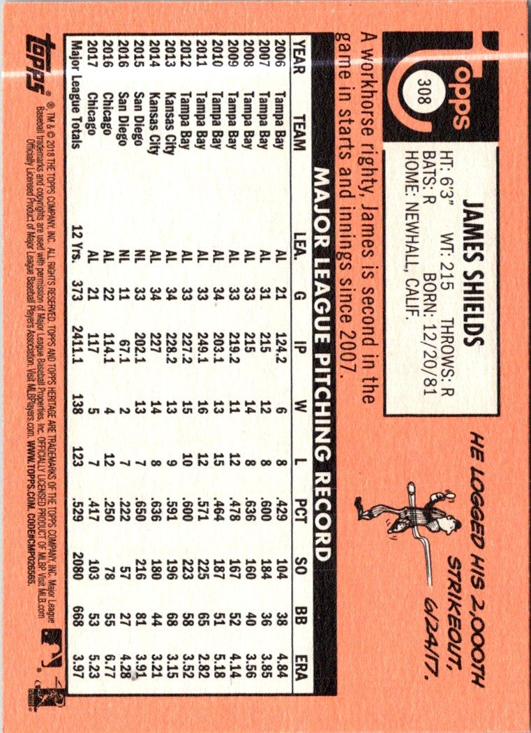 2018 Topps Heritage James Shields