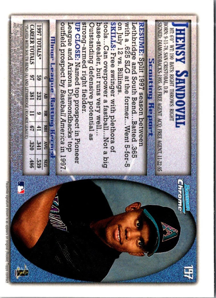 1998 Bowman Chrome Refractors Jhensy Sandoval