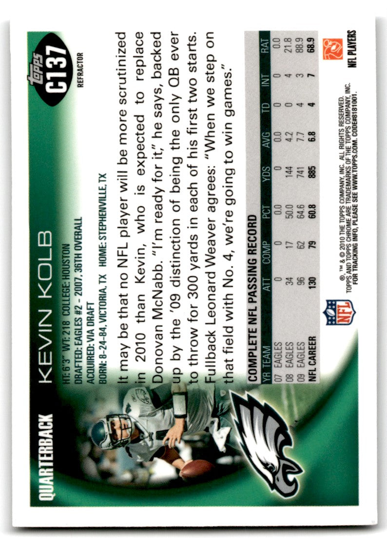 2010 Topps Chrome Kevin Kolb