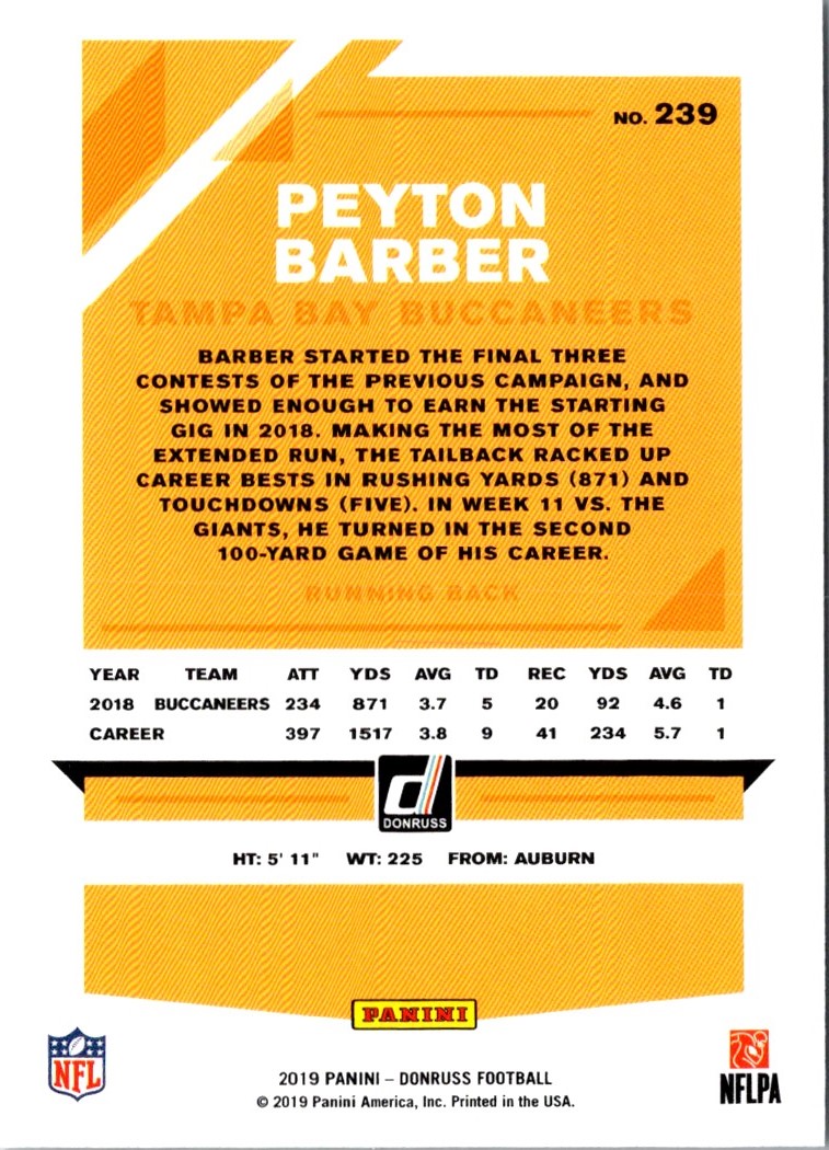 2019 Donruss Peyton Barber