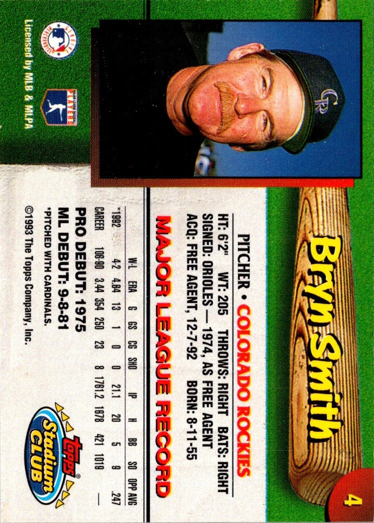 1993 Stadium Club Colorado Rockies Bryn Smith