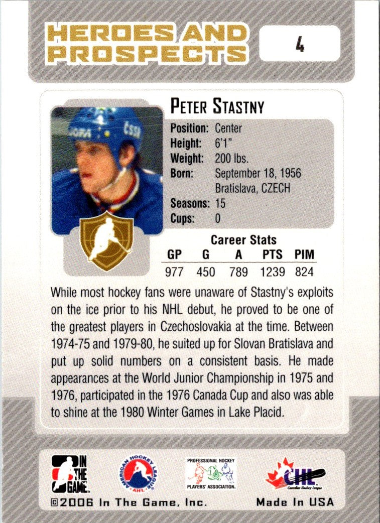 2006 In The Game Heroes and Prospects Peter Stastny