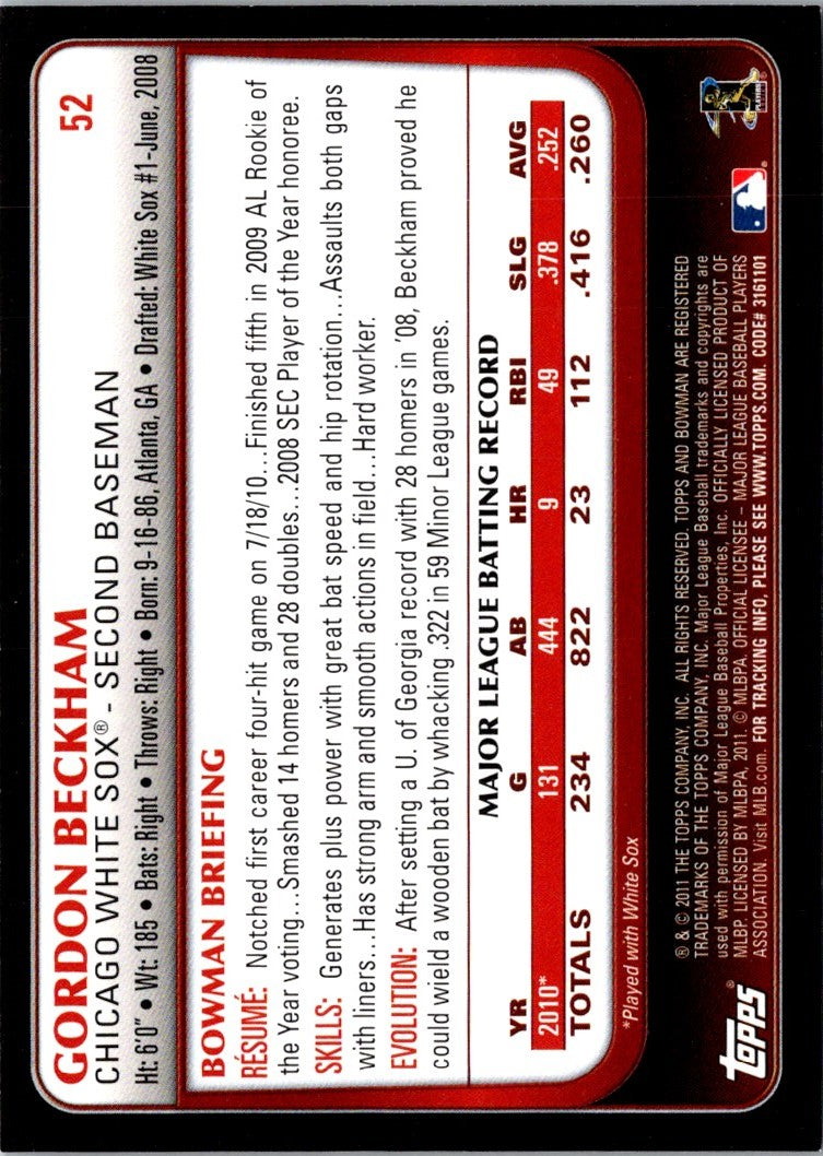 2010 Topps Opening Day Gordon Beckham