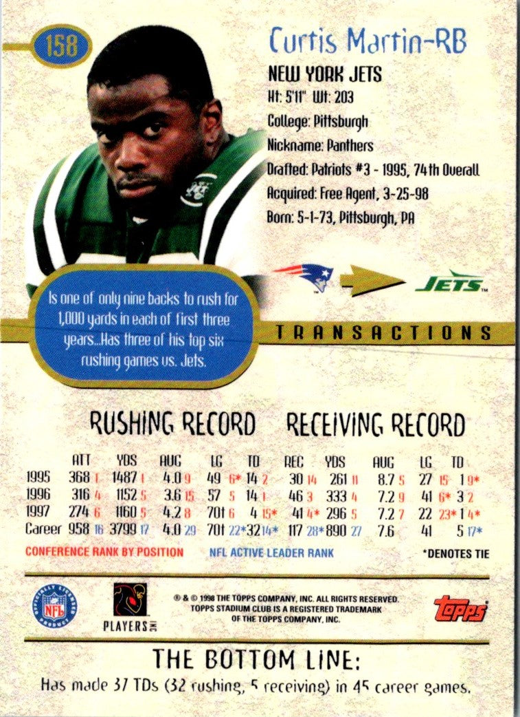 1998 Stadium Club Curtis Martin