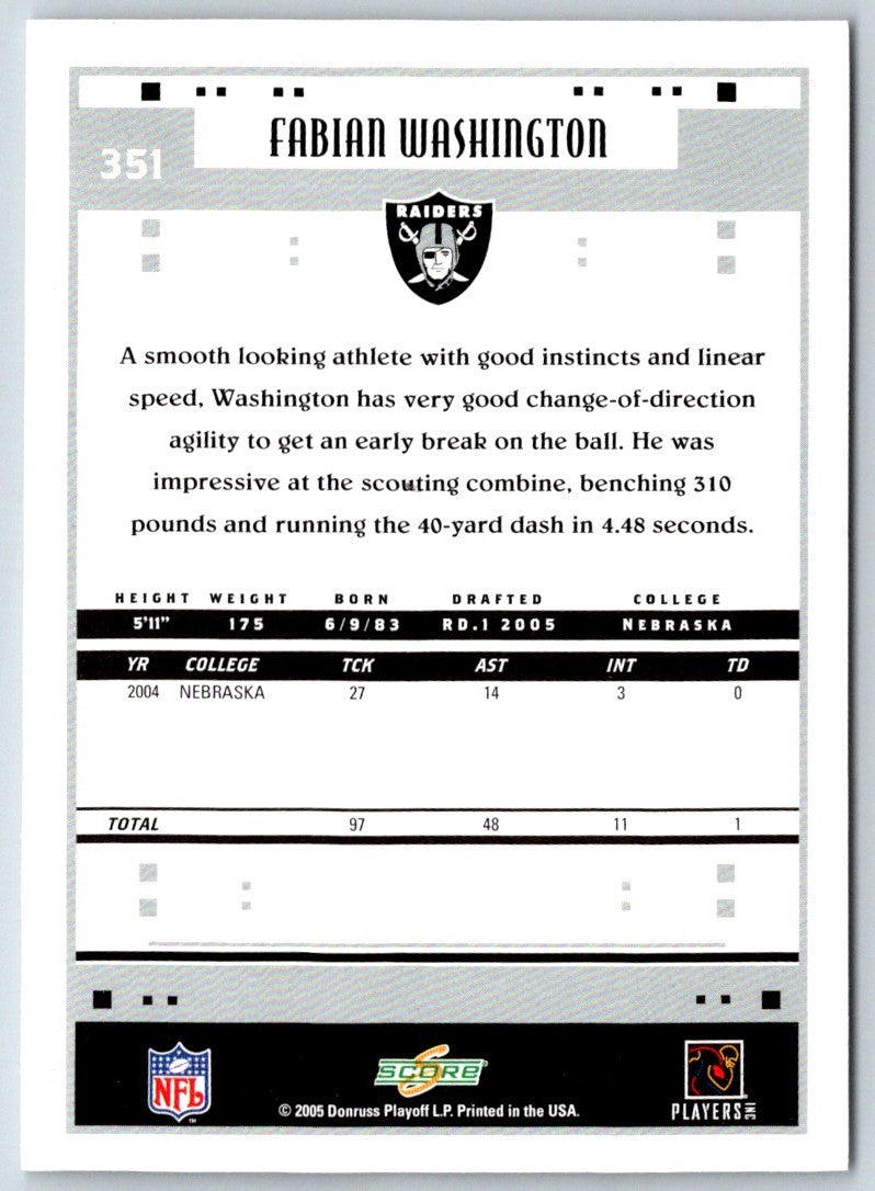 2005 Score Fabian Washington